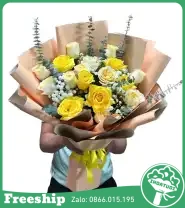 Bó Hoa Tươi Hồng Mix Vàng - Mã: I-189 - Giá: 500.000đ