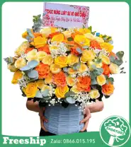Giỏ Hoa Chúc Mừng Cam Nắng Vàng