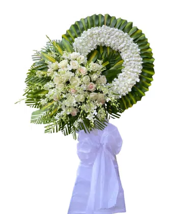 Kệ Hoa Chia Buồn 1 Tầng Lan Hồ Điệp Trắng Trang Nghiêm