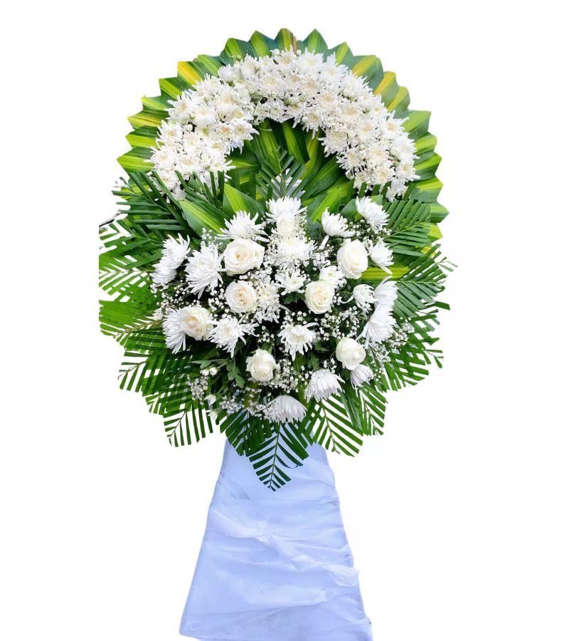 Kệ Hoa Chia Buồn Cúc Trắng Hồng Trắng Thanh Khiết