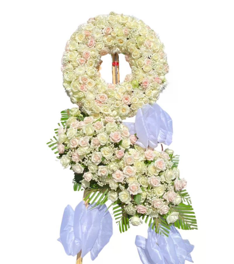 Kệ Hoa Chia Buồn 2 Tầng Hồng Trắng Hồng Phấn Baby Trắng