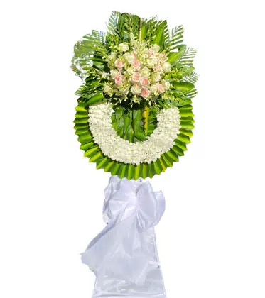 Kệ Hoa Chia Buồn 2 Tầng Hồng Trắng Hồng Phấn Lan Trắng