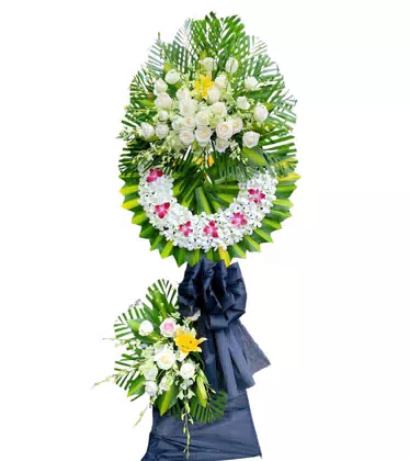 Kệ Hoa Chia Buồn 2 Tầng Hồng Trắng Lan Trắng Hồng Đỏ