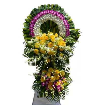 Kệ Hoa Chia Buồn 2 Tầng Lan Tím Trắng Hồng Vàng Rực Rỡ