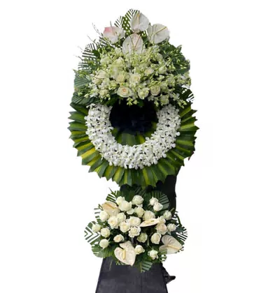 Kệ Hoa Chia Buồn 2 Tầng Lan Trắng Hồng Môn Trang Nghiêm