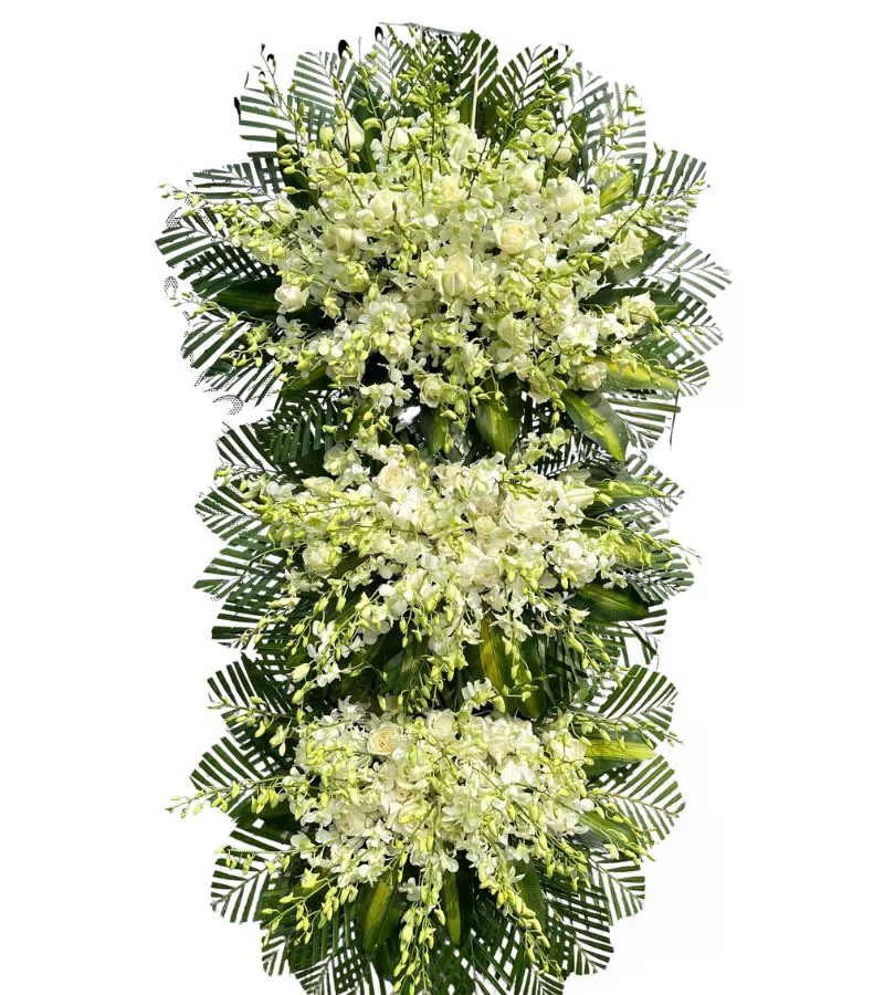 Kệ Hoa Chia Buồn 3 Tầng Trắng Thanh Khiết Trang Nghiêm