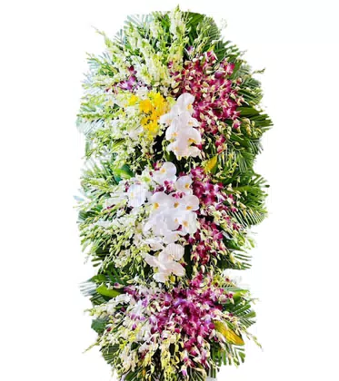 Kệ Hoa Chia Buồn Lan Đa Sắc Tím Trắng Vàng