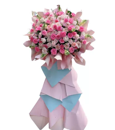 Kệ Hoa Chúc Mừng Hồng Phấn Trắng Thanh Lịch
