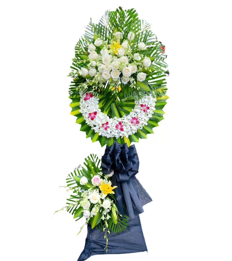 Kệ Hoa Đám Tang 2 Tầng Điểm Lan Tím