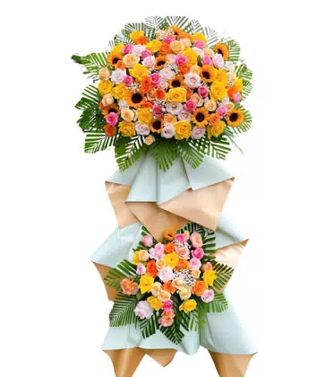Kệ Hoa Khai Trương 2 Tầng Đa Sắc Hướng Dương Nổi Bật