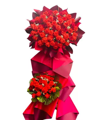 Kệ Hoa Khai Trương 2 Tầng Hồng Đỏ Rực Lửa