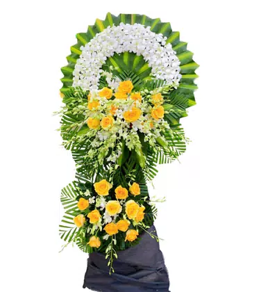 Vòng Hoa Chia Buồn Lan Trắng Hồng Vàng Trang Nhã