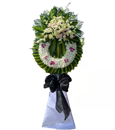 Vòng Hoa Đám Tang 1 Tầng mix Hồng