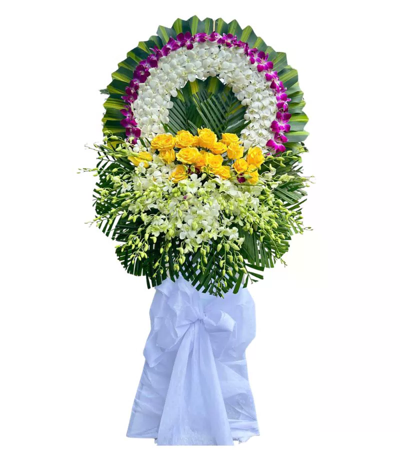 Vòng Hoa Đám Tang Viền Lan Tím