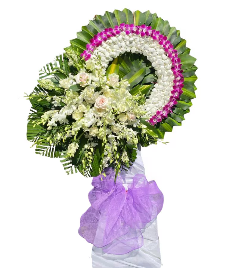 Vòng Hoa Tang Lễ Viền Lan Tím