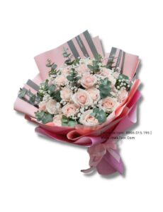 Bó hoa hồng màu hồng pastel (i1022)