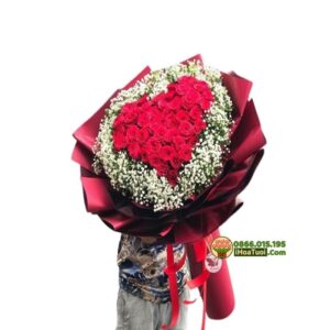 Bó hoa trái tim bọc hoa baby (i1029)