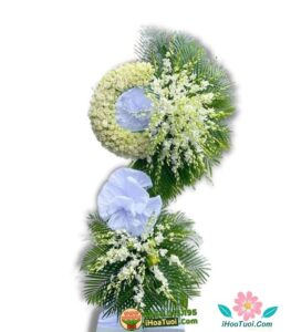 Hoa chia buồn Vòng hoa hồng trắng (i1042)