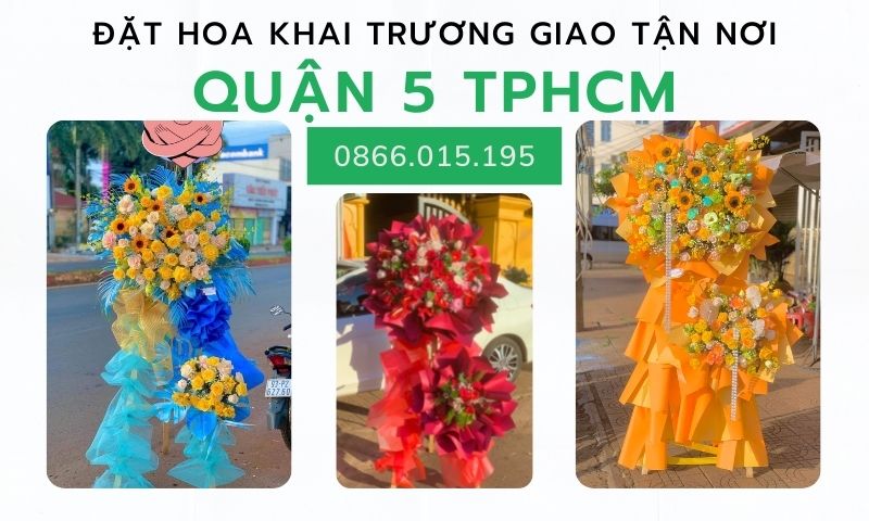 Hình ảnh hoa khai trương Quận 5, shop đặt hoa khai trương tại Quận 5